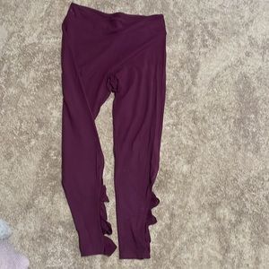 Victoria Sport size large, plum leggings with ankle cut out details